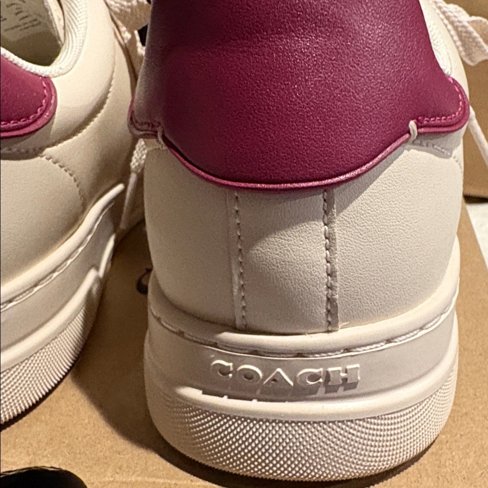 🐴 Coach High Line Leather Sneakers in Pink/Chalk. Size 10. New! - Picture 5 of 16